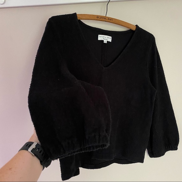 Madewell Texture & Thread Black V-Neck Top - Picture 4 of 7